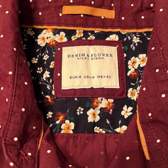 Denim & Flower Short Sleeve Dress shirt size M - Picture 2 of 6